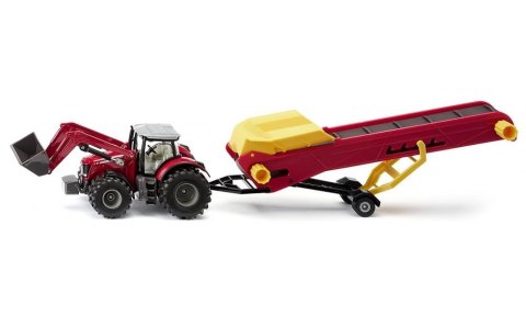 Traktor Farmer Massey Fergusson z przenośnikiem Siku