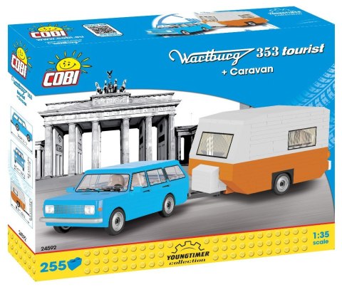 Klocki Cars Wartburg 353 Tourist + Przyczepa kempingowa Cobi Klocki