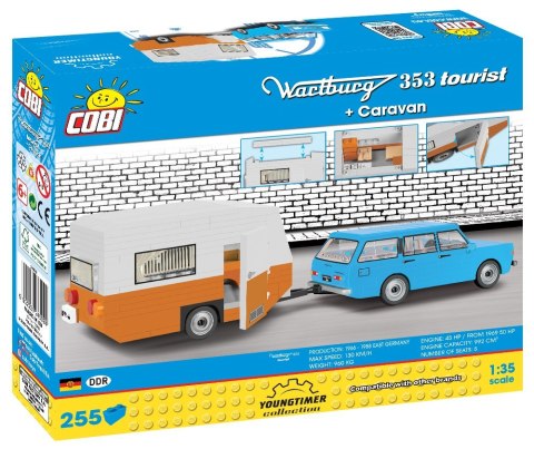 Klocki Cars Wartburg 353 Tourist + Przyczepa kempingowa Cobi Klocki