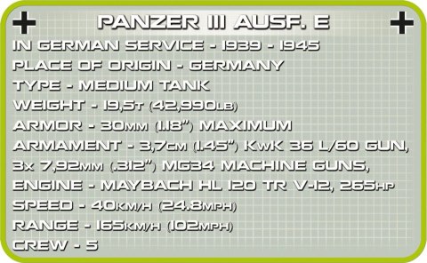 Klocki Historical Collection Panzer III Ausf.E - niemiecki czołg średni Cobi Klocki