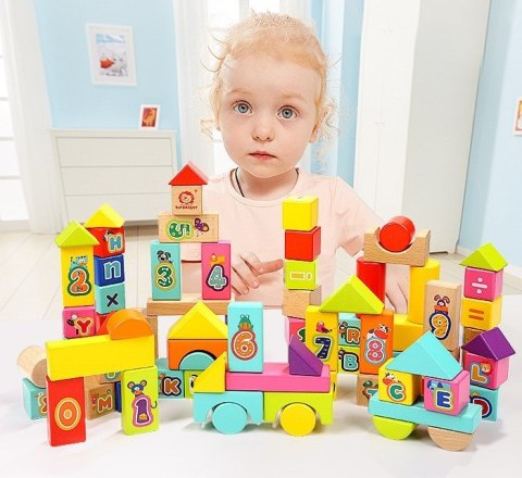 Klocki drewniane Alfabet, cyfry 80 TOP BRIGHT Brimarex