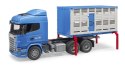 Ciężarówka Scania R do przewozu zwierząt z krową BRUDER
