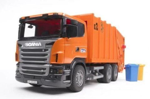 Pojazd Scania R Śmieciarka pomarańczowa BRUDER