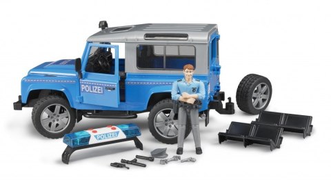 Samochód Land Rover Defender policyjny z figurką BRUDER