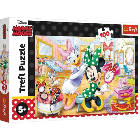 Puzzle 100 elementĂłw Minnie w salonie kosmetycznym Trefl