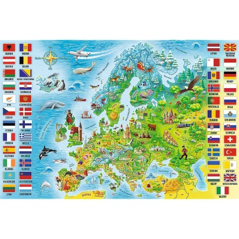 Puzzle 160 elementów Edukacyjne Mapa Europy Trefl