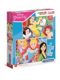 Puzzle 2 x 20 elementów Super Kolor Księżniczki Clementoni