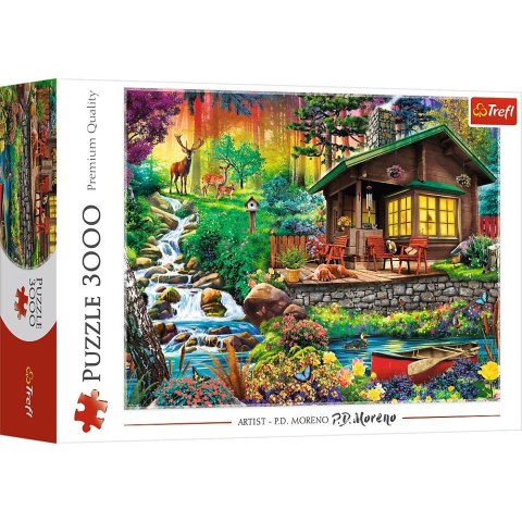 Puzzle 3000 elementów Chatka w lesie Trefl
