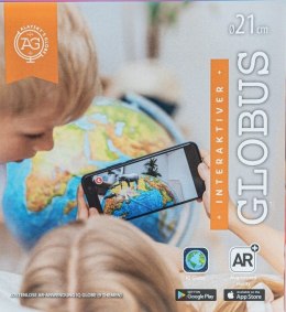 Globus 21 cm z mapa fizyczna i aplikacją Dante