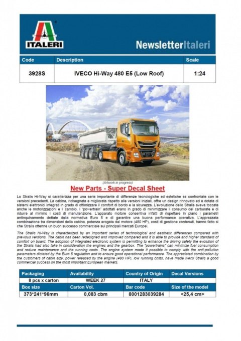 Model plastikowy Iveco Hi-Way 480 E5 (Low Roof) Italeri