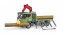 Ciężarówka Scania R z dźwigiem, przyczepą i pniami BRUDER