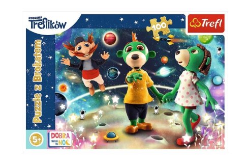 Puzzle 100 elementów Glitter Trefliki wśród gwiazd Trefl