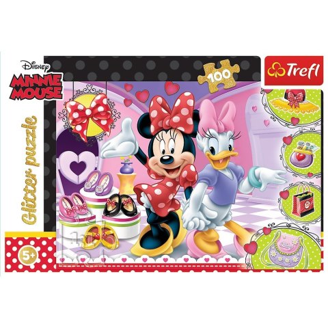Puzzle 100 elementĂłw Glitter Minnie i bĹyskotki Trefl