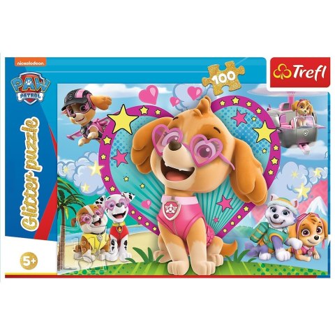 Puzzle 100 elementĂłw Glitter W blasku Skye Psi Patrol Trefl