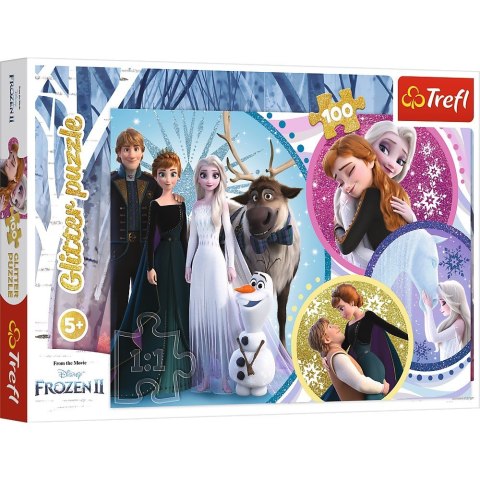 Puzzle 100 elementĂłw Glitter W blasku miĹoĹci Frozen 2 Trefl