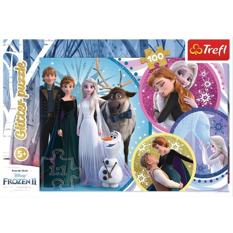 Puzzle 100 elementĂłw Glitter W blasku miĹoĹci Frozen 2 Trefl