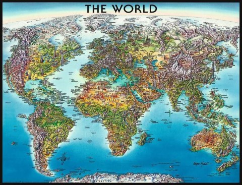Puzzle 2000 elementów Mapa świata Ravensburger Polska
