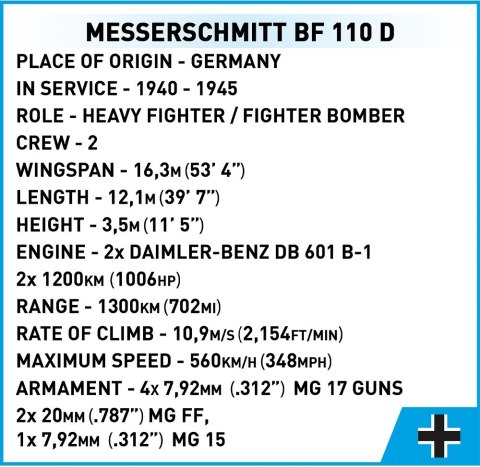 Klocki 422 elementy Messerschmitt Bf 110D Cobi Klocki
