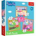 Puzzle 3w1 Pomysłowa świnka Peppa Trefl
