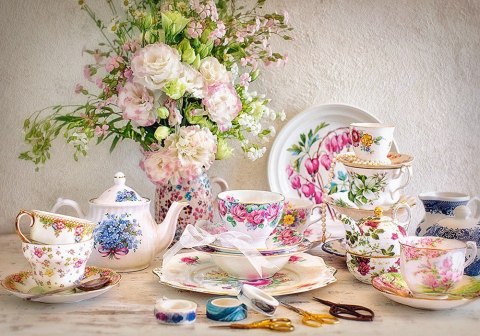 Puzzle 500 elementów Porcelana i kwiaty Castor