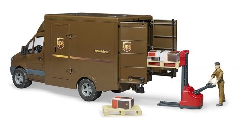 MB Sprinter UPS z figurką i podnośnikiem BRUDER