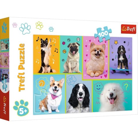 Puzzle 100 elementĂłw W Ĺwiecie pieskĂłw Trefl
