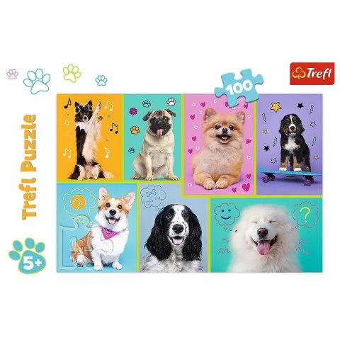 Puzzle 100 elementĂłw W Ĺwiecie pieskĂłw Trefl