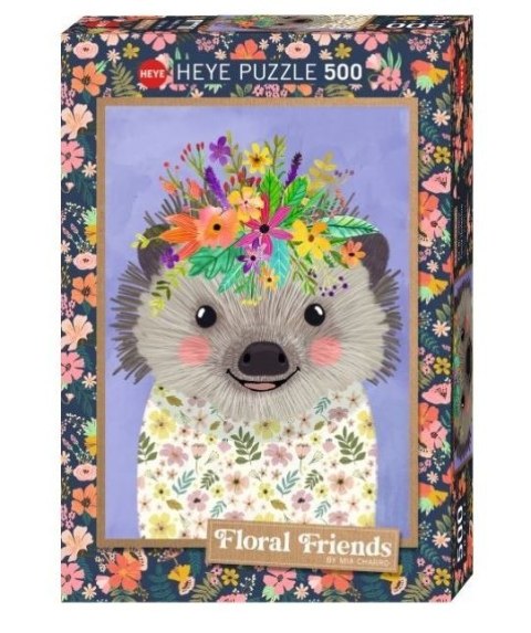 Puzzle 500 elementów Floral Friends, Jeż, Mia Charro Heye
