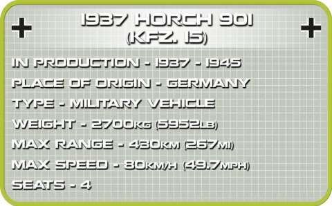 Klocki 1937 Horch 901 kfz.15 Cobi Klocki