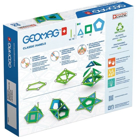 Klocki magnetyczne Classic Panels Recycled 52 elementy niebieskie Geomag