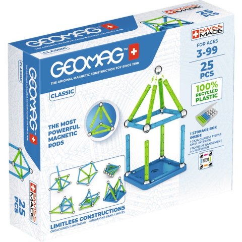 Klocki magnetyczne Classic Recycled 25 elementów niebieskie Geomag
