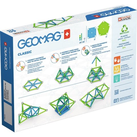 Klocki magnetyczne Classic Recycled 60 elementów niebieskie Geomag