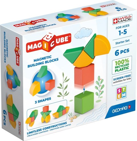 Klocki magnetyczne Magicube 3 Shapes Recycled Starter Set 6 elementów Geomag