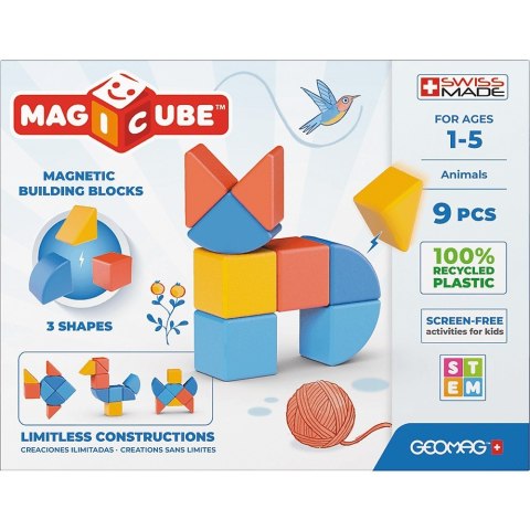 Klocki magnetyczne Magicube 3 Shapes Recycled Zwierzęta 9 elementów Geomag