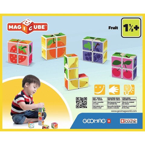 Klocki magnetyczne Magicube Printed Owoce + Karty Geomag