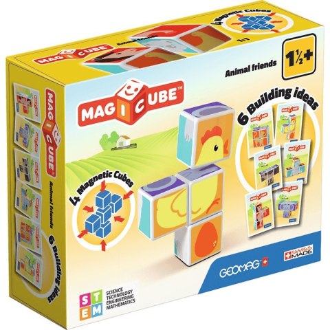 Klocki magnetyczne Magicube Printed Zwierzęta + Karty Geomag