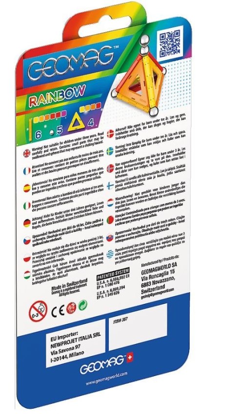 Klocki magnetyczne Rainbow panels Warm Blister 15 elementów Geomag