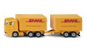 Pojazd Ciężarówka z przyczepą firmy DHL kurier Siku