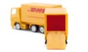 Pojazd Ciężarówka z przyczepą firmy DHL kurier Siku