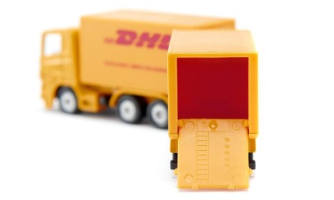 Pojazd Ciężarówka z przyczepą firmy DHL kurier Siku