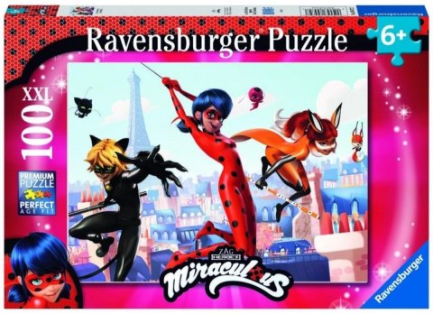 Puzzle 100 elementów Miraculum. Biedronka i Czarny Kot Ravensburger Polska