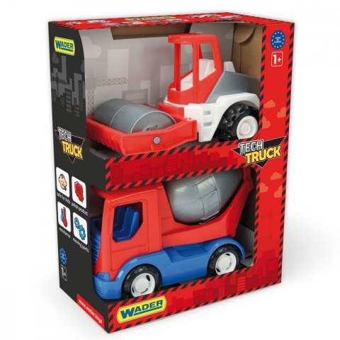 Tech Truck Betoniarka i walec w kartonie Wader