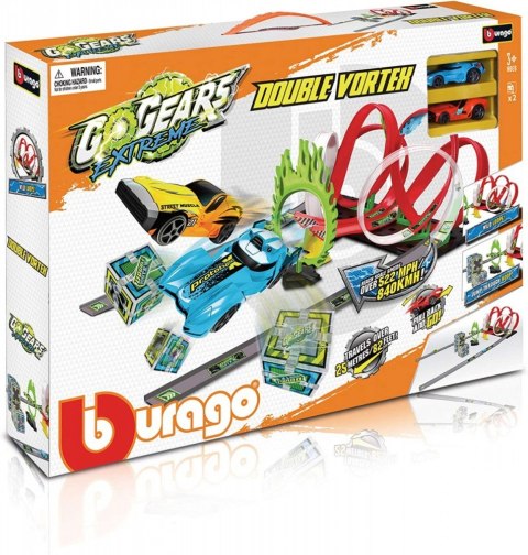 Tor wyścigowy GO Gears Extreme Double Vortex z 2 samochodami Bburago