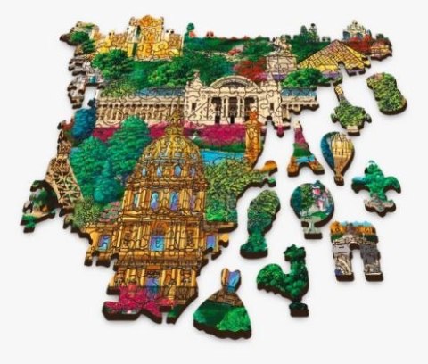 Puzzle drewniane 1000 elementów Francja znane miejsca Trefl