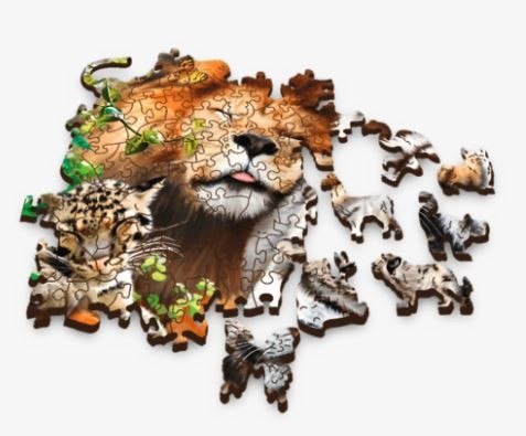 Puzzle drewniane 500 elementów Dzikie koty w dżungli Trefl