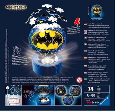 Puzzle 3D Świecąca kula: Batman 72 elementy Ravensburger Polska