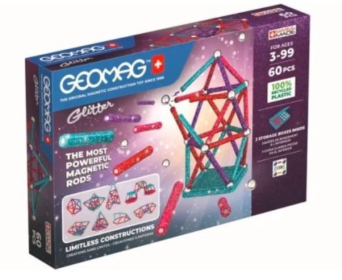 Klocki magnetyczne Glitter Recycled 60 elementów Geomag