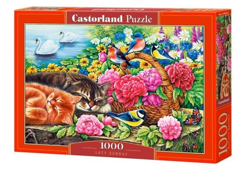 Puzzle 1000 elementów Koty w kwiatach leniwa niedziela Castor