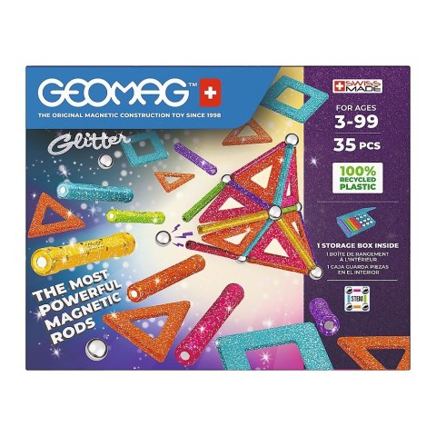 Klocki Glitter Recycled 35 elementów Geomag