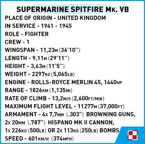 Klocki Supermarine Spitfire Mk.VB Cobi Klocki
